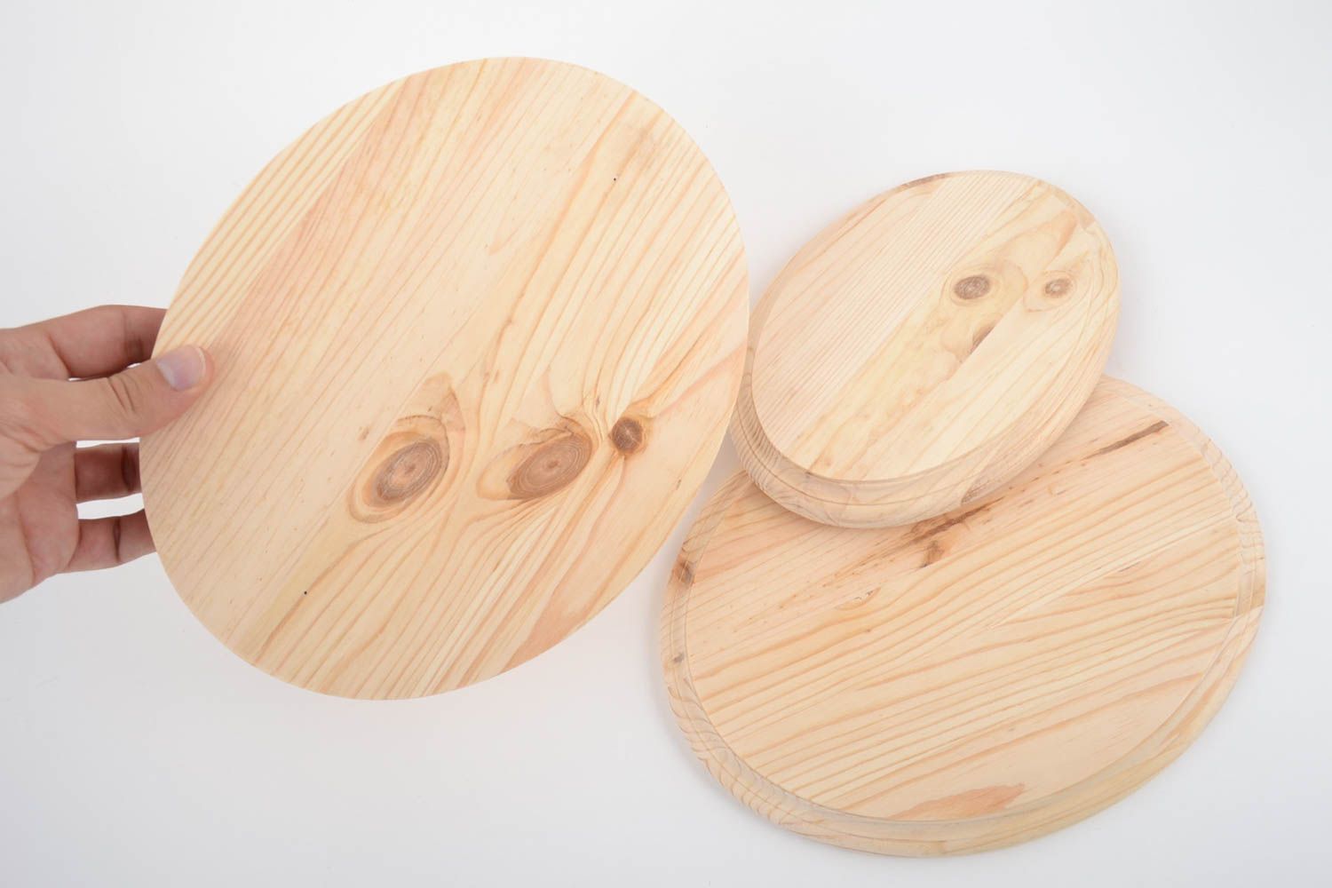 Set de plaques ovales en bois brut faites main à peindre et décorer 3 pièces photo 5