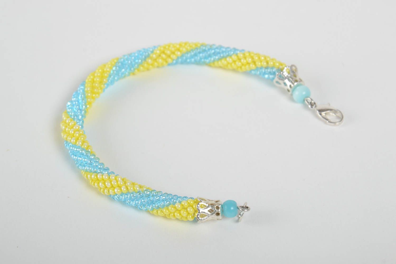 Handmade female cord bracelet beaded yellow accessory cute designer jewelry photo 5