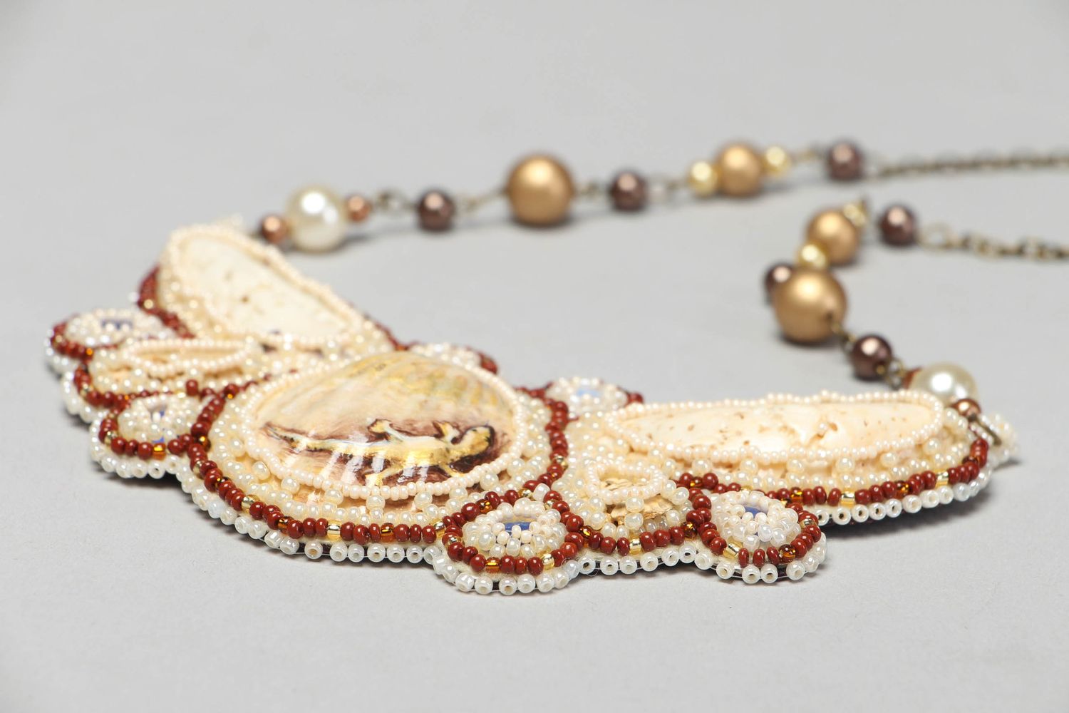Beaded pendant with natural stones Desert Crab photo 3