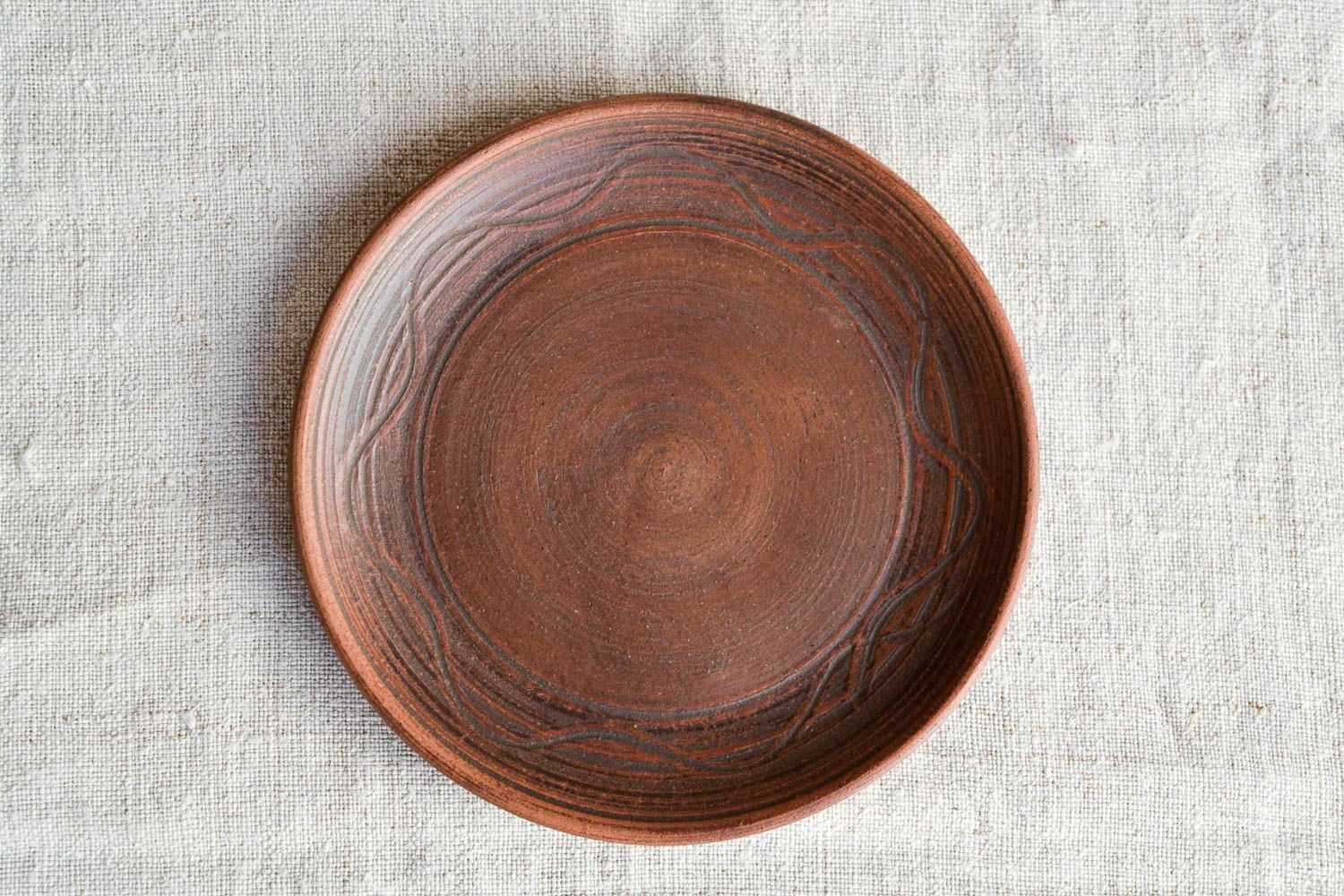 Маленькое блюдце под чашку ручная работа глиняная посуда керамическая тарелка фото 3