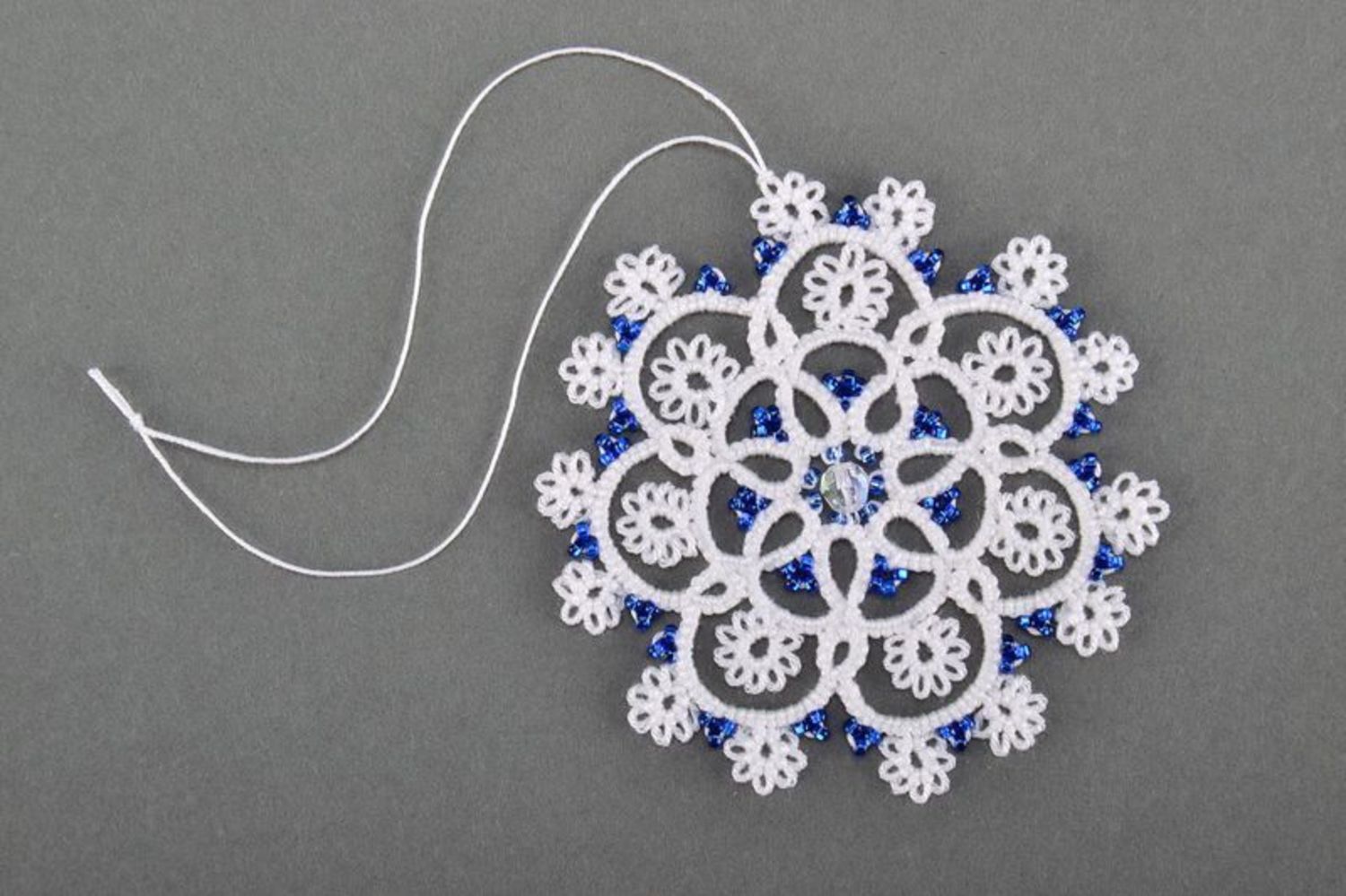 Christmas tree lace decoration Snowflake with crystals photo 2