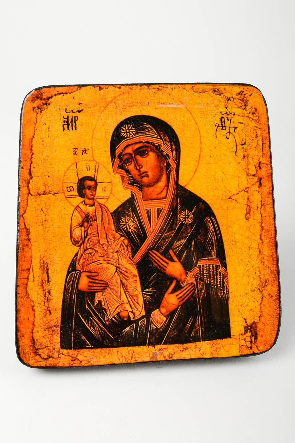 Икона ручной работы икона Богоматери Троеручницы православная икона красивая фото 2