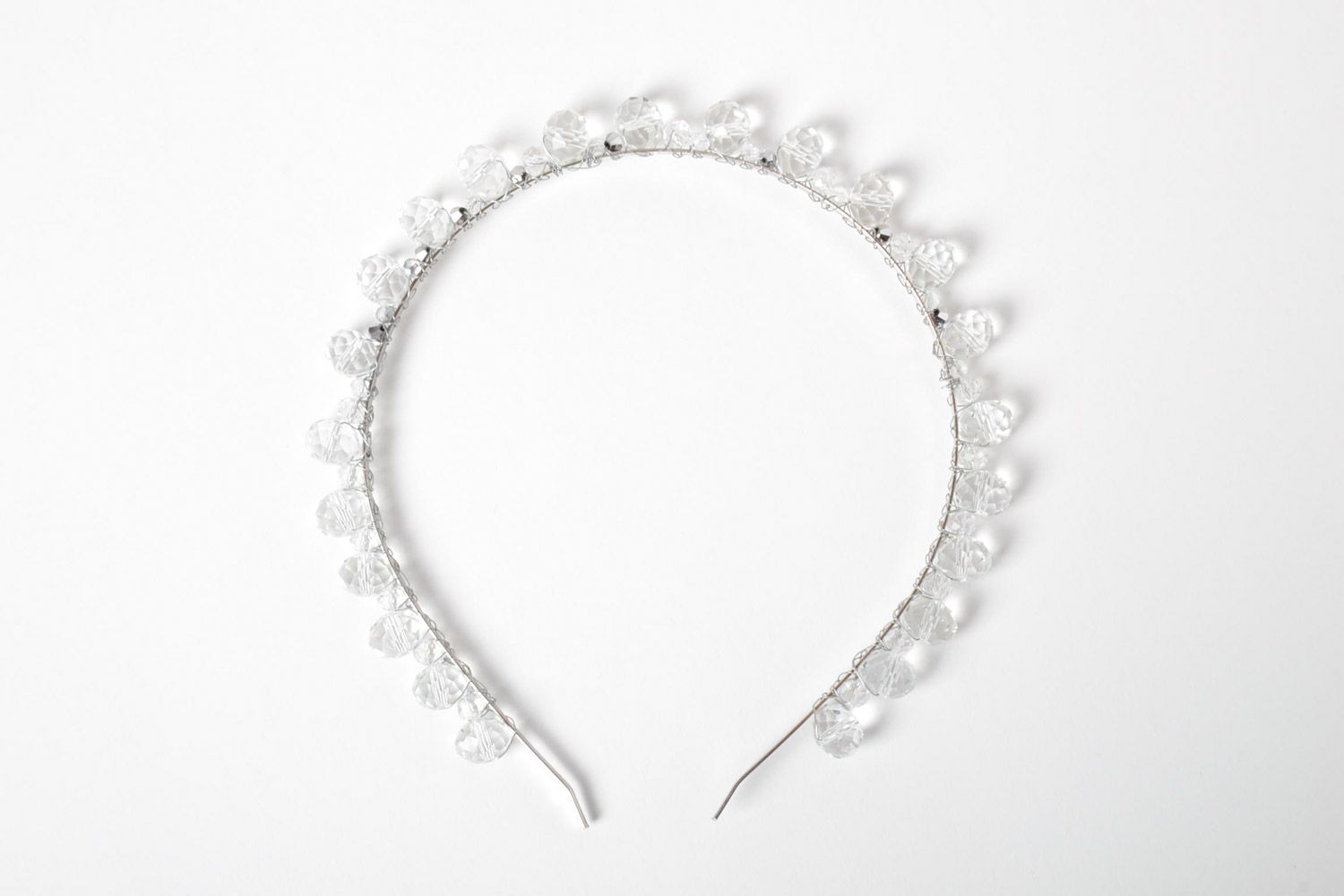Transparent designer handmade metal headband with beads photo 5
