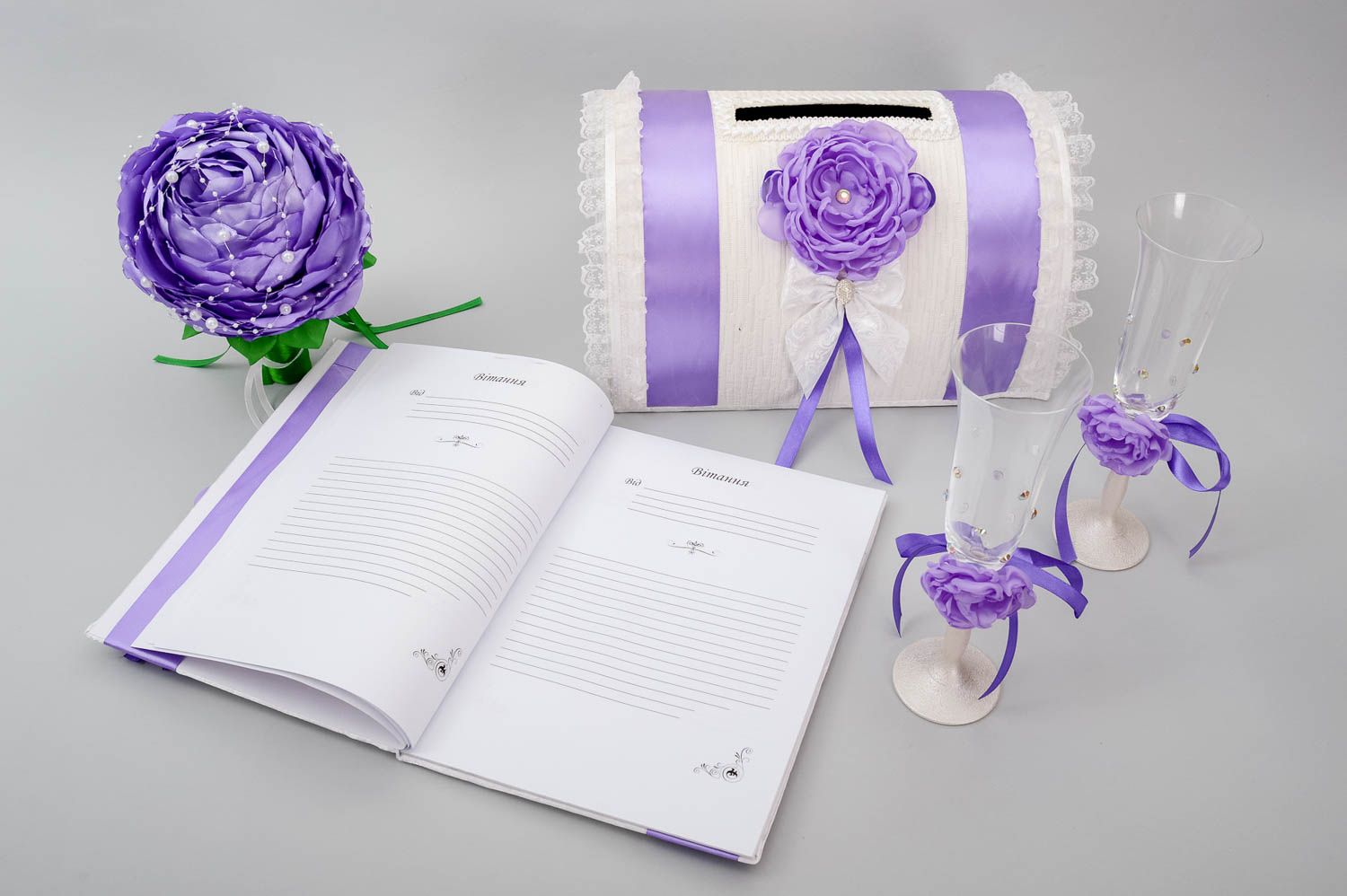 Handmade wedding accessories box for money book for wishes wedding bouquet photo 5