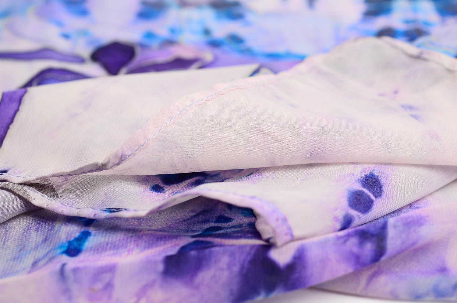 Фиолетовый шарф ручной работы шифоновый шарф авторский женский шарф необычный фото 5