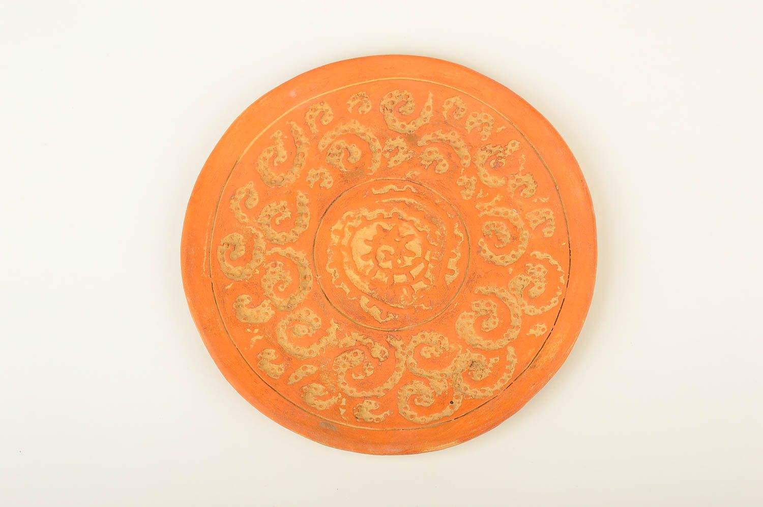 Керамическая тарелка хэнд мэйд глиняная посуда молочная керамика коричневая фото 1
