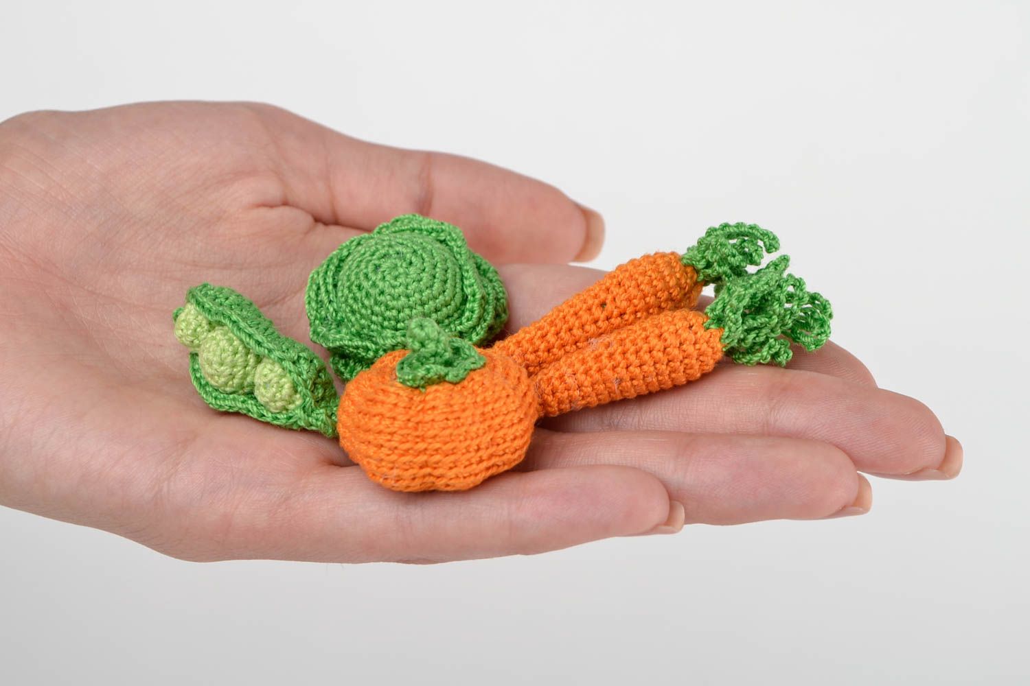 Peluches légumes faites main Jouets tricot Cadeau enfant carotte chou citrouille photo 2