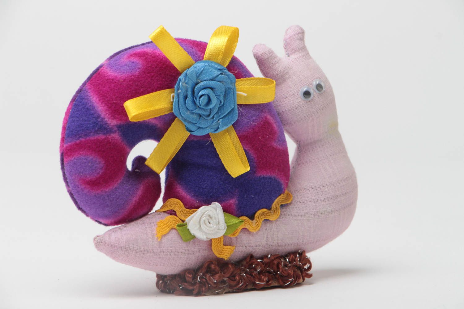 Handmade snail toy made of calico and fleece beautiful bright gift for children photo 2