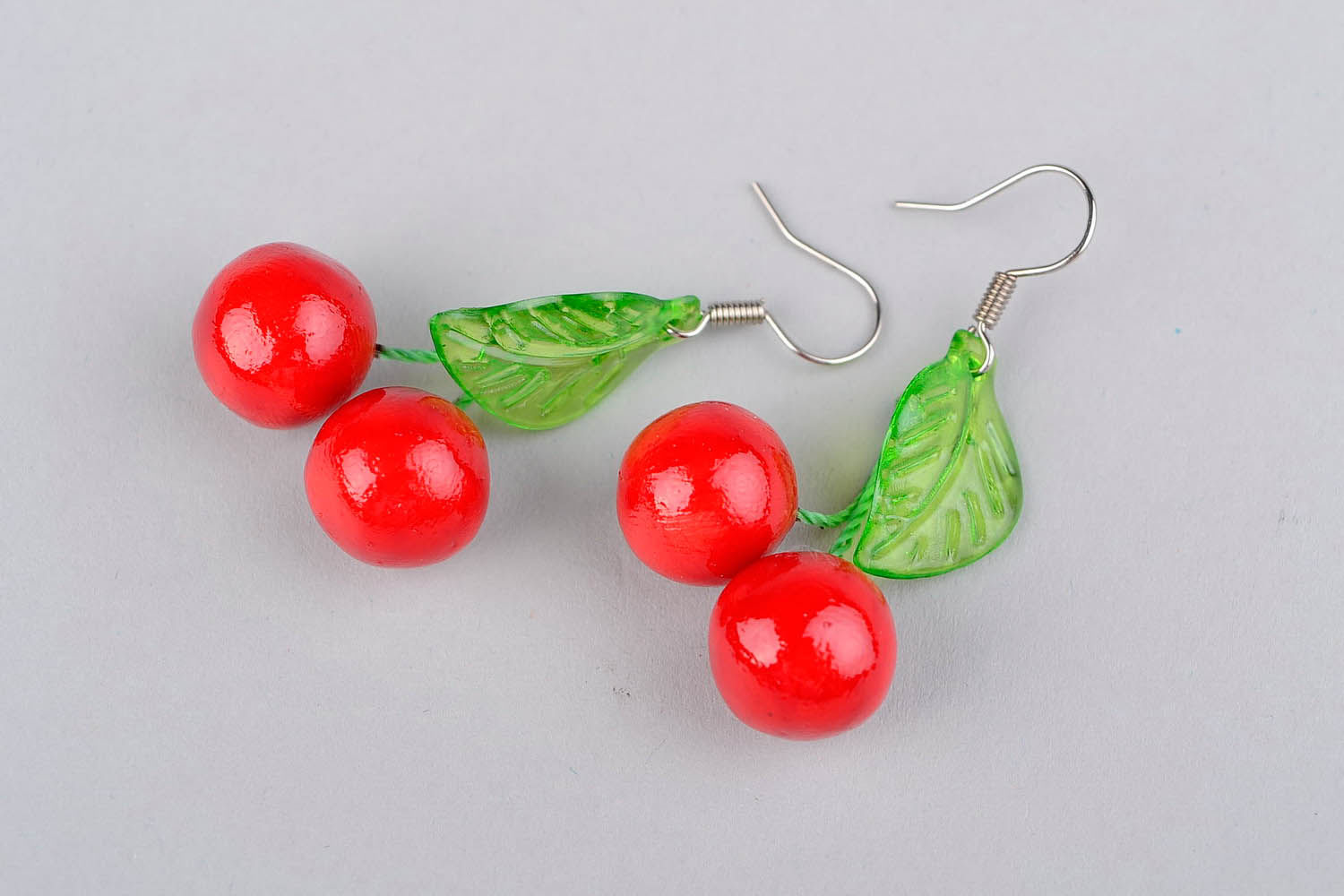 Earrings made ​​of polymer clay Cherries photo 3