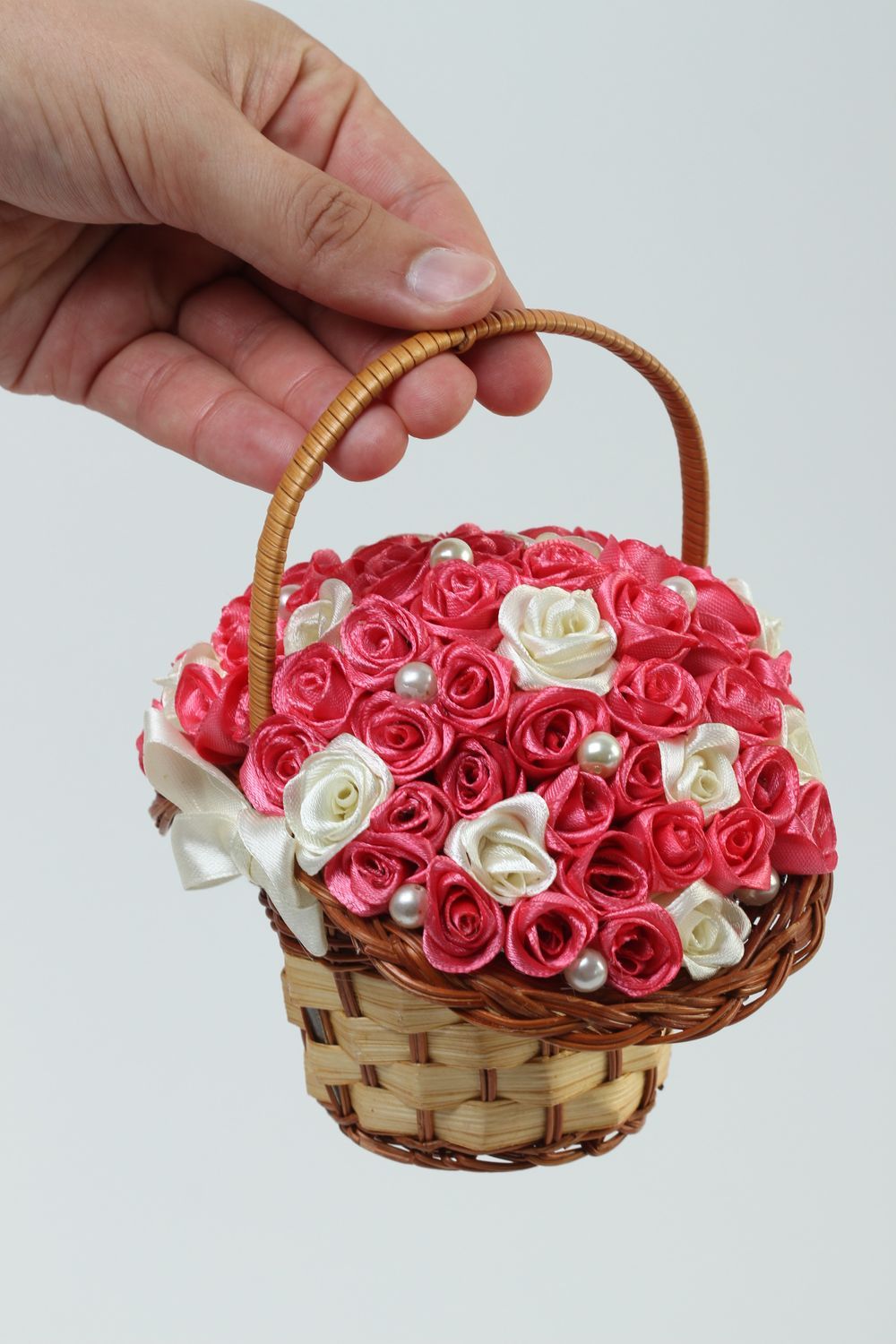 Искусственный букет для интерьера декоративный букет корзина роз букет-подарок фото 5