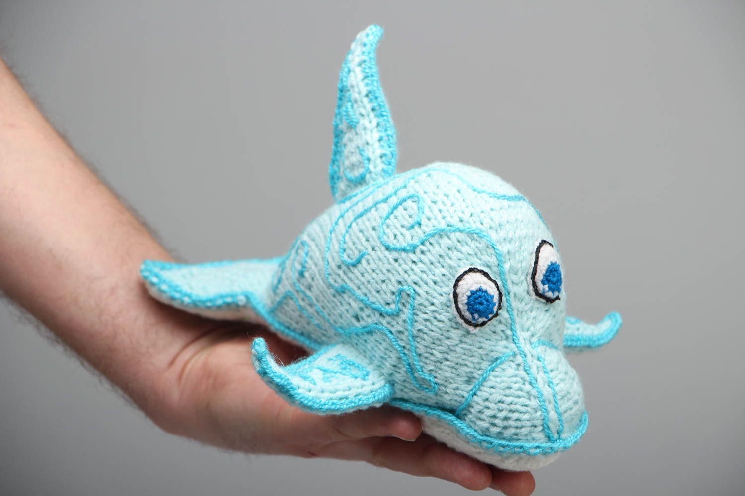 Crochet soft toy Blue Dolphin photo 4