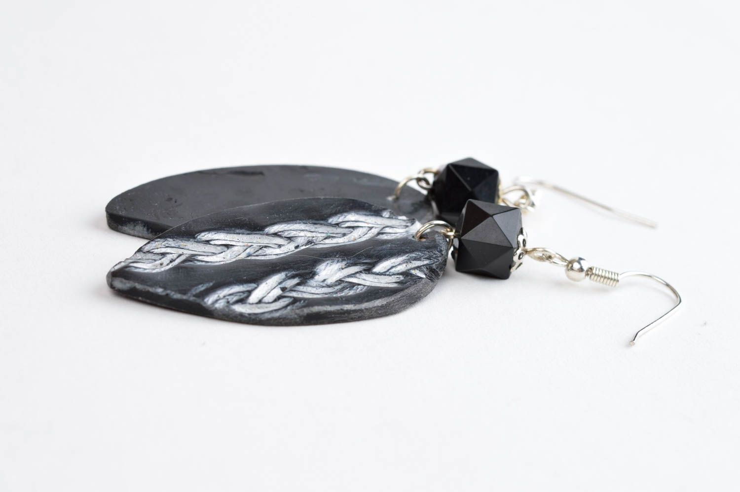 Handmade designer black earrings elegant stylish earrings unusual accessory photo 4