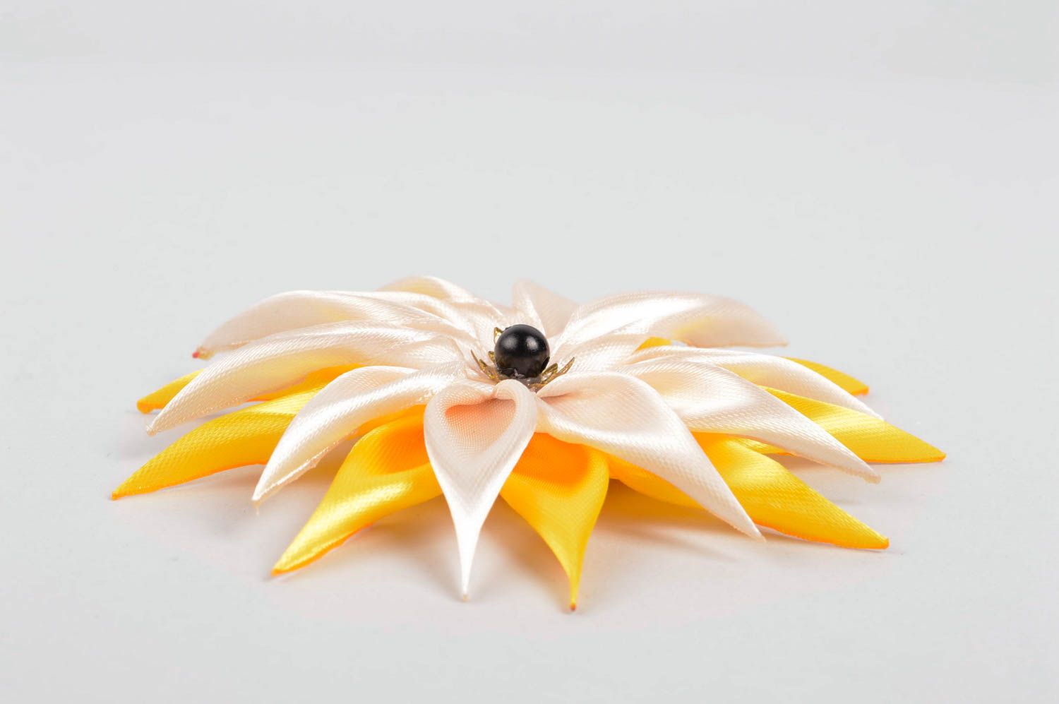 Gelb weiße Blume Haarspange handgemachter Schmuck Accessoire für Mädchen grell  foto 3