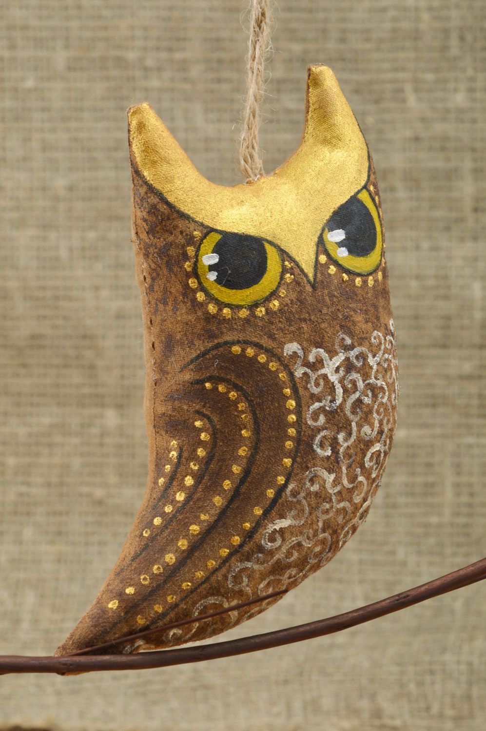 Игрушка из ткани ароматизированная в виде совы с петелькой ручной работы фото 5