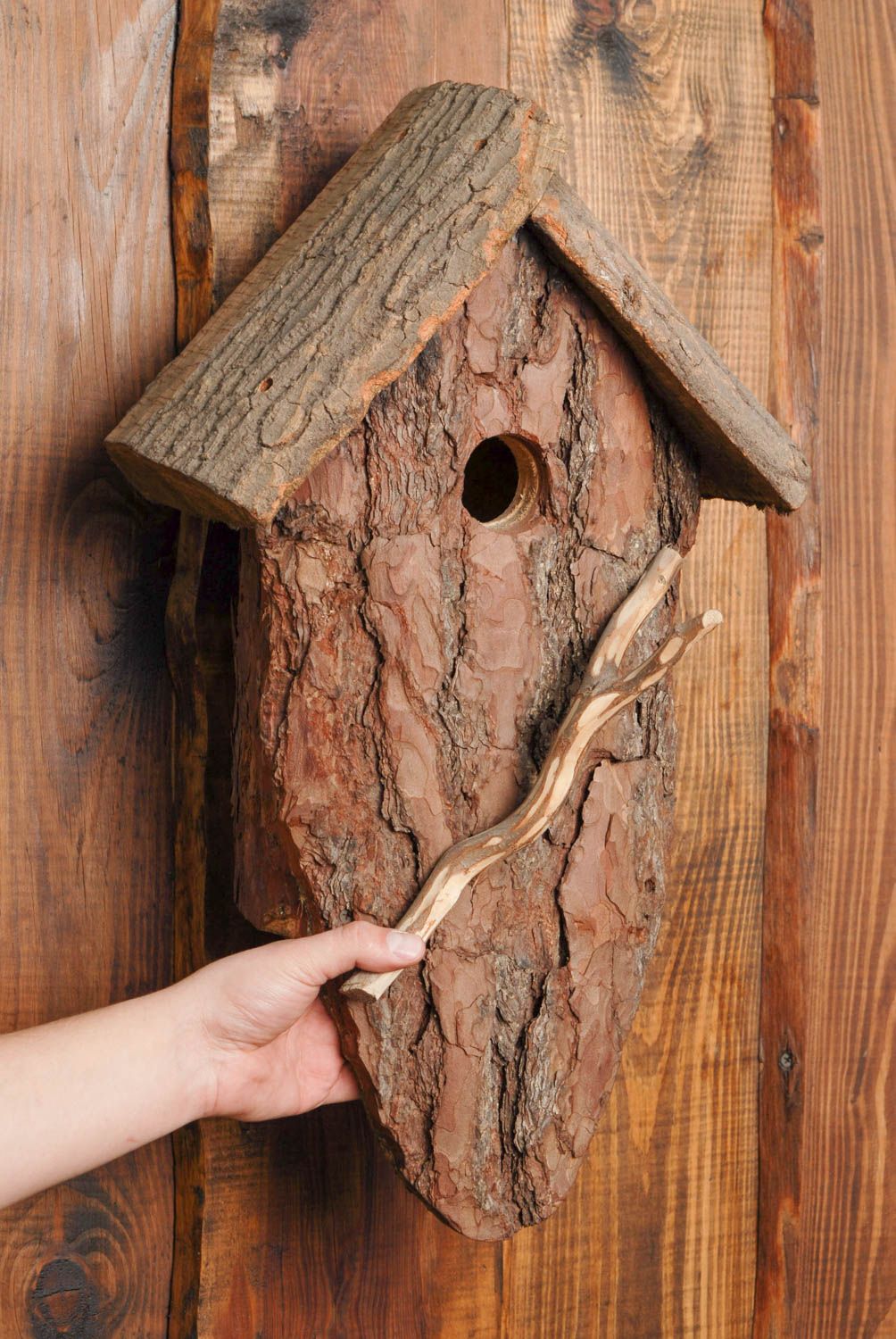 Unusual bark nest box photo 2