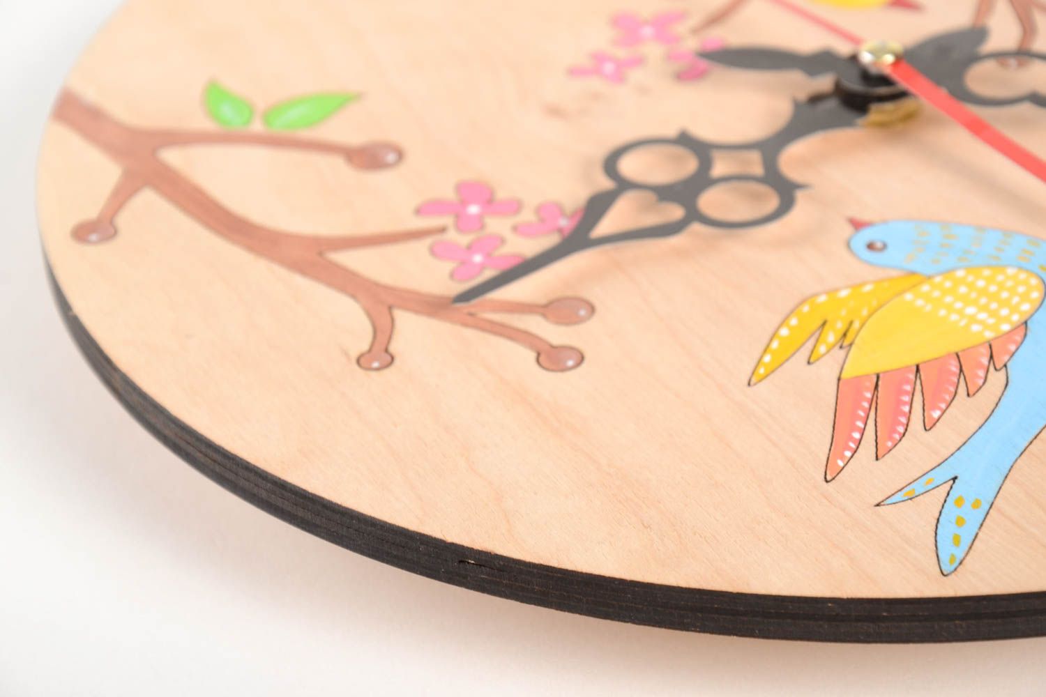 Handmade Deko ungewöhnliche Uhr Wohn Accessoire Uhr aus Holz rund originell foto 5
