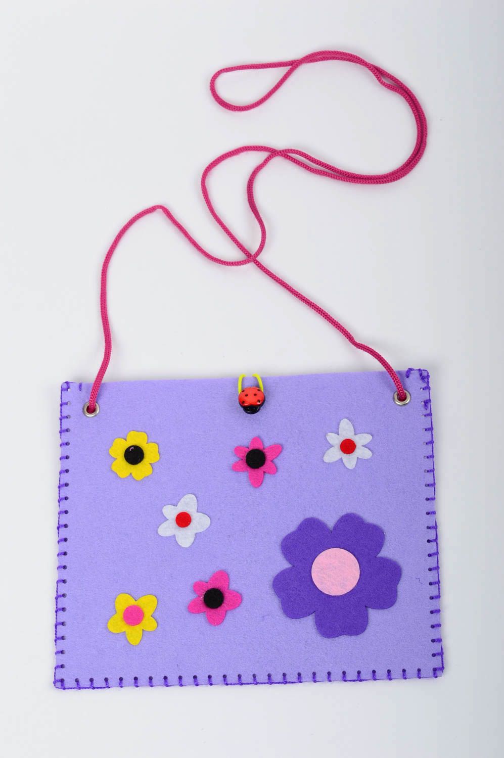 Сумка ручной работы сумка из фетра сиреневая сумка для детей с цветочками фото 1