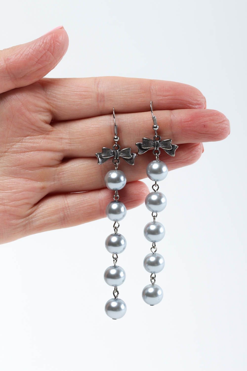 Orecchini pendenti di perline fatti a mano bigiotteria originale da donna foto 5