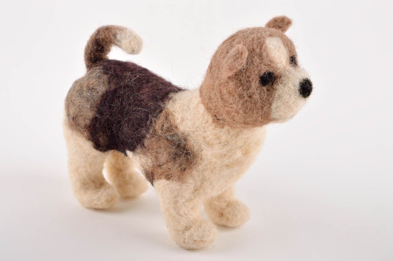 Weiches Hund Kuscheltier handmade kleines Wolle Spielzeug Geschenk für Kinder foto 2