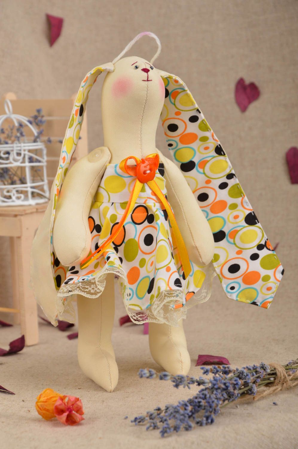 Künstlerisches Kuscheltier aus Stoff Hase hypoallergen für Kinder handmade toll foto 1