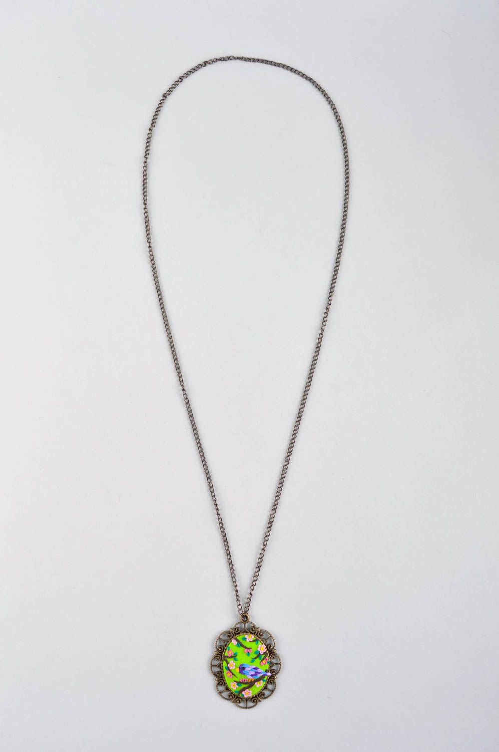 Handmade pendant clay pendant for women unusual jewelry designer accessory photo 2
