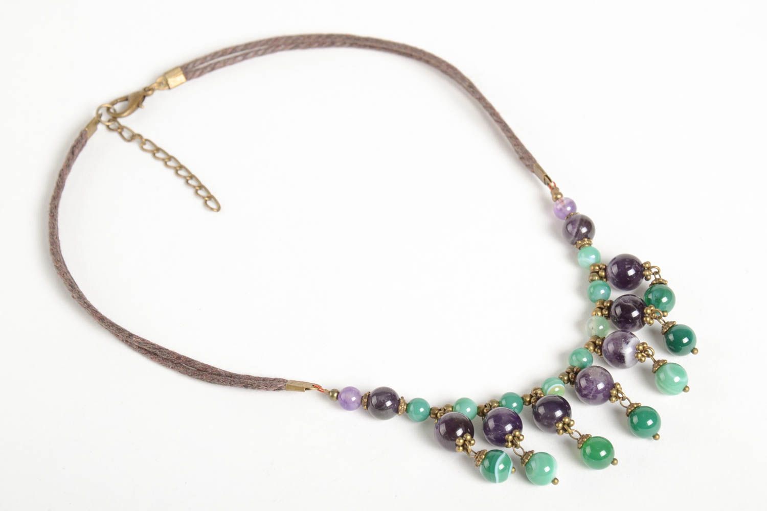 Handmade beaded elegant necklace stylish unusual jewelry natural stone necklace photo 5