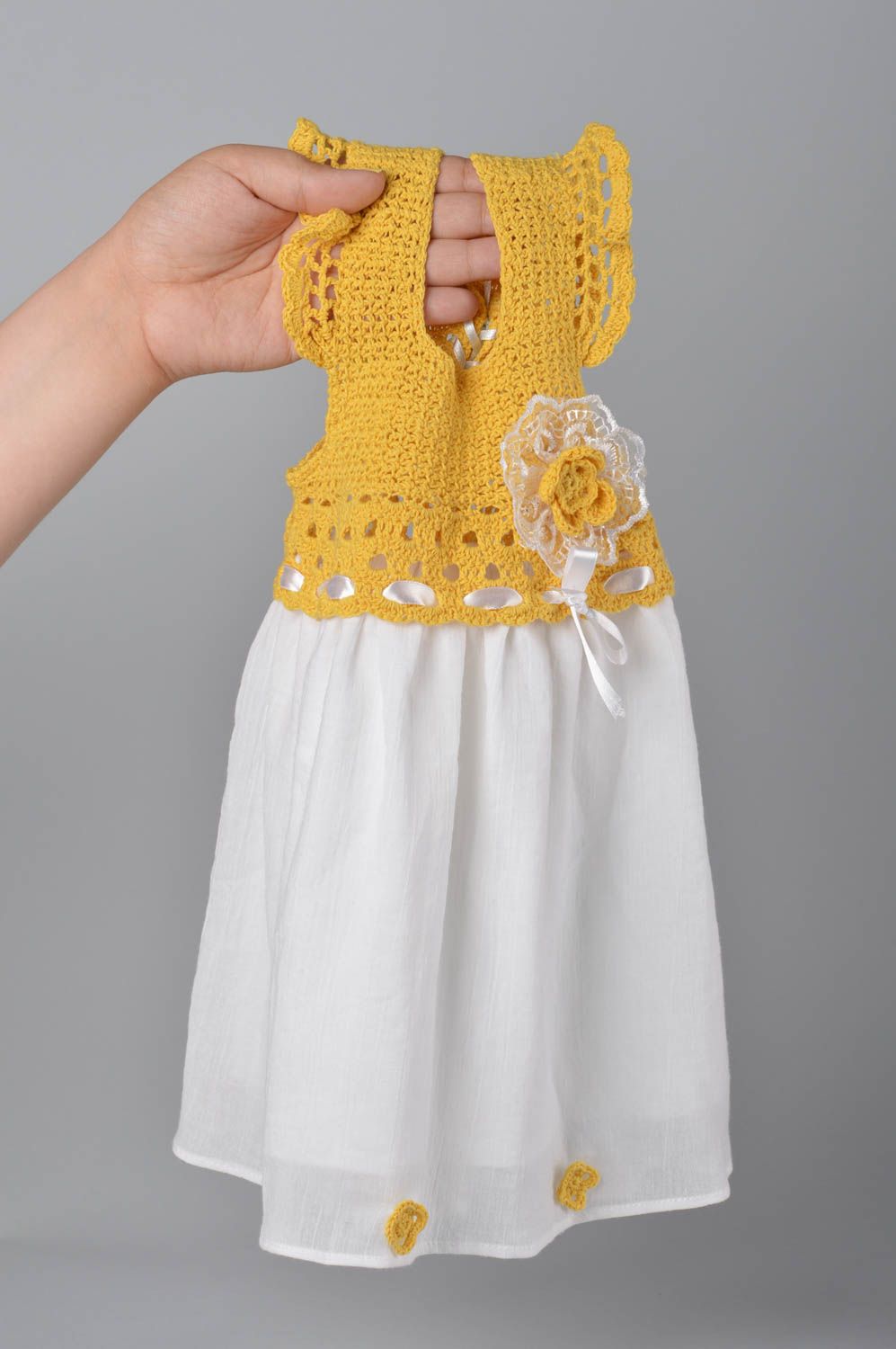 Vestido tejido a ganchillo artesanal bonito ropa para niñas moda infantil  foto 1