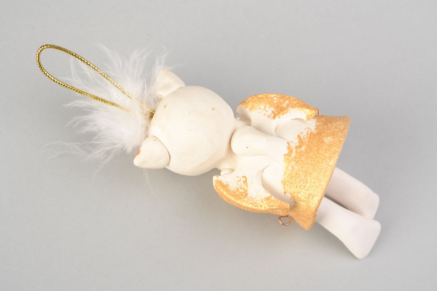 Clochette peinte en argile faite main chat ange petite cadeau pour enfant photo 4