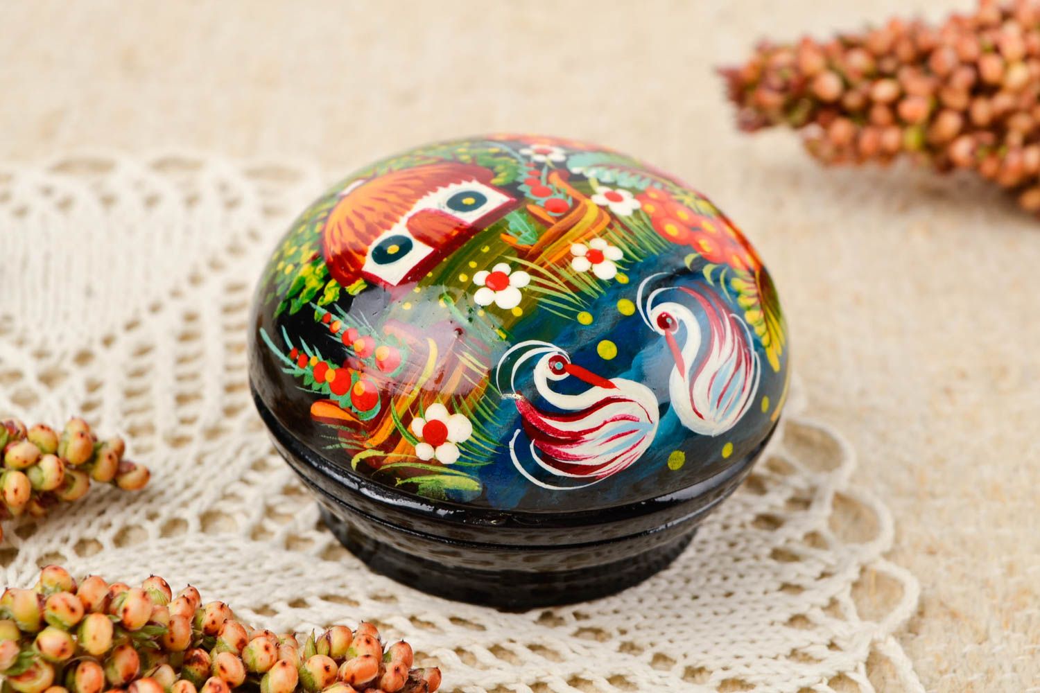 Handmade wooden jewelry box painted box for small items stylish table design photo 5
