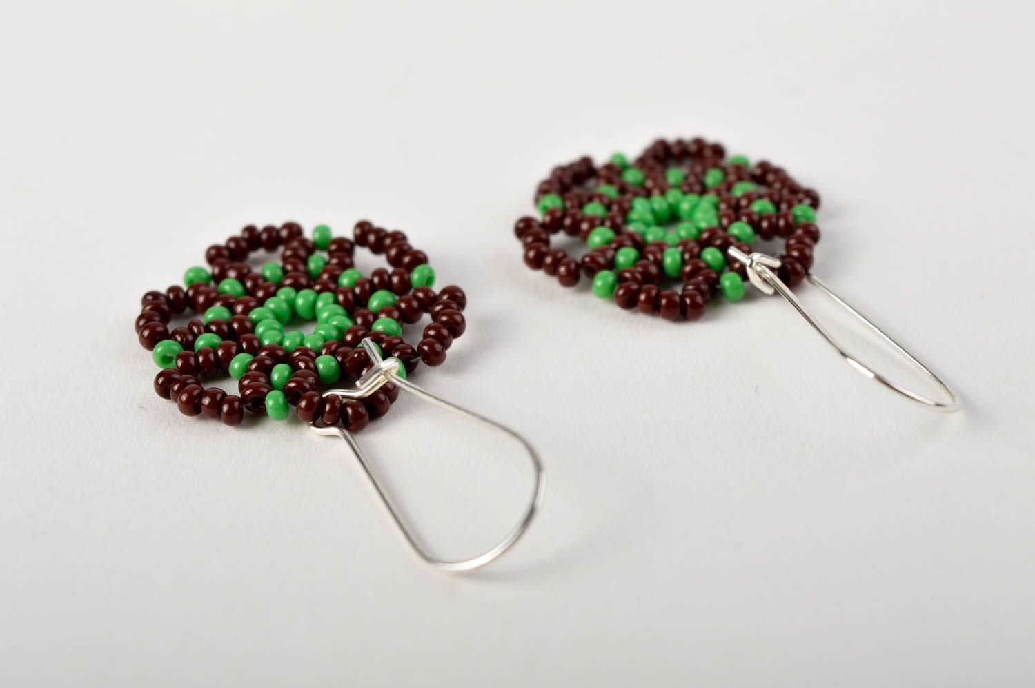 Handmade designer beaded earrings stylish flower earrings unusual jewelry photo 4