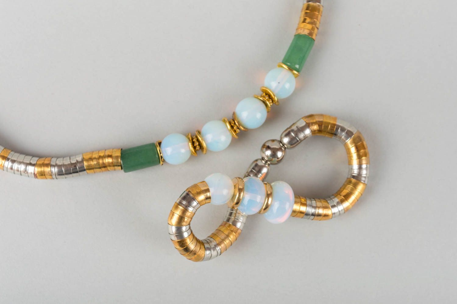 Parure de bijoux en laiton et pierres naturelles faits main collier et bracelet photo 5