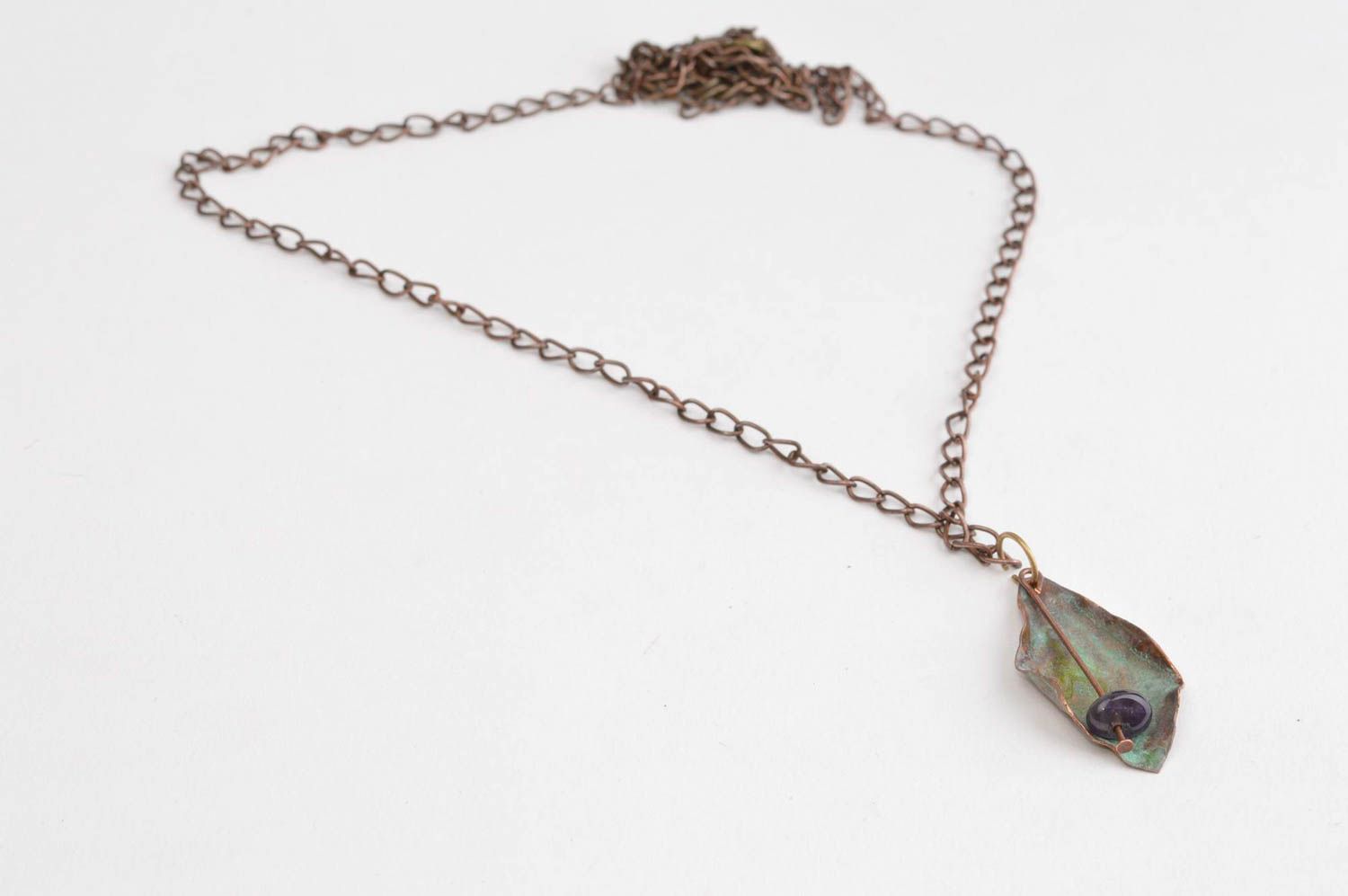 Handmade jewelry copper jewelry female pendant neck accessory unusual pendant photo 3