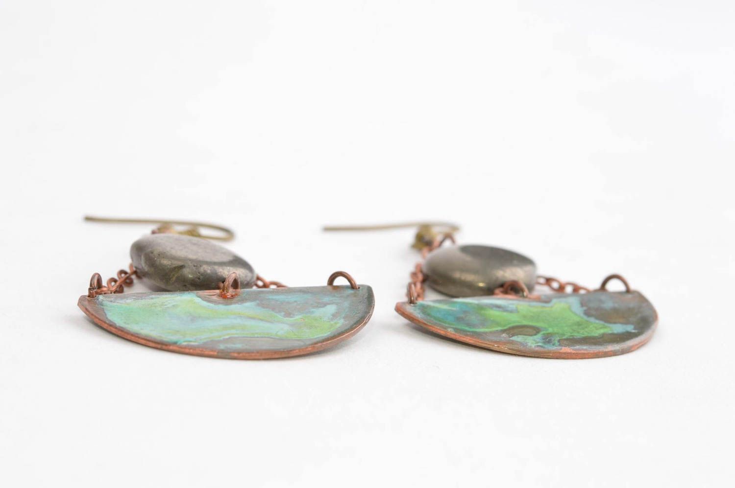 Handmade accessory copper earrings designer earrings unusual gift ideas photo 3