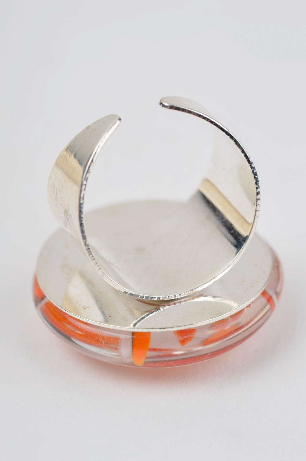 Handmade Glas Ring zart Damen Modeschmuck Accessoire für Frauen orange Fusing foto 3