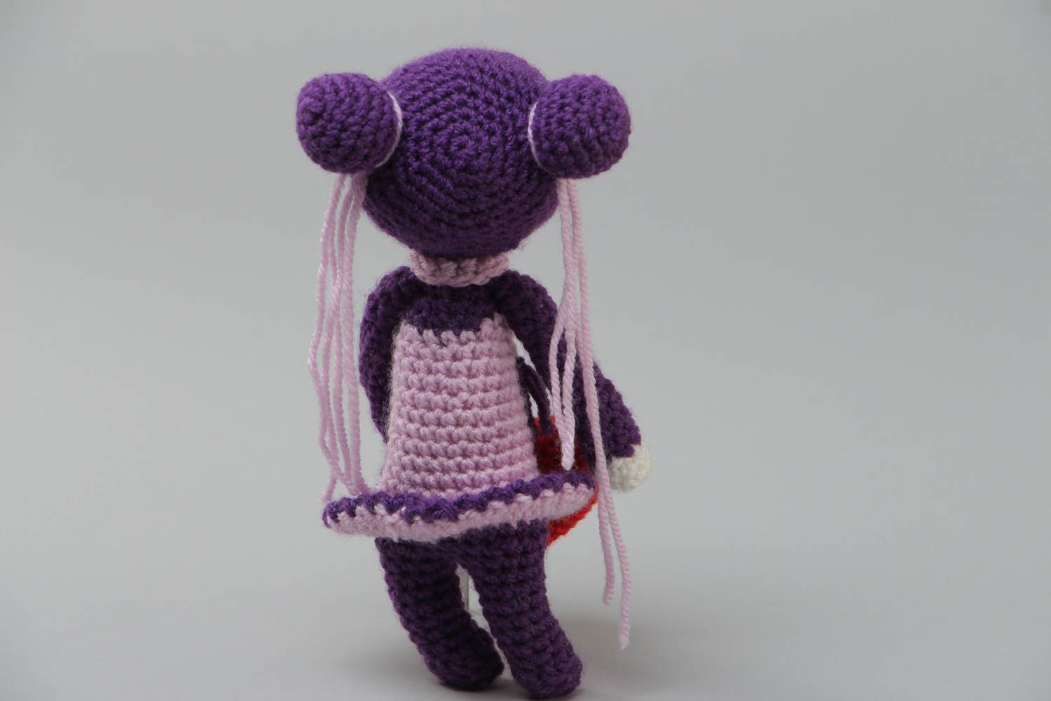 Soft handmade crocheted decorative toy girl made of threads designer interior toy photo 4