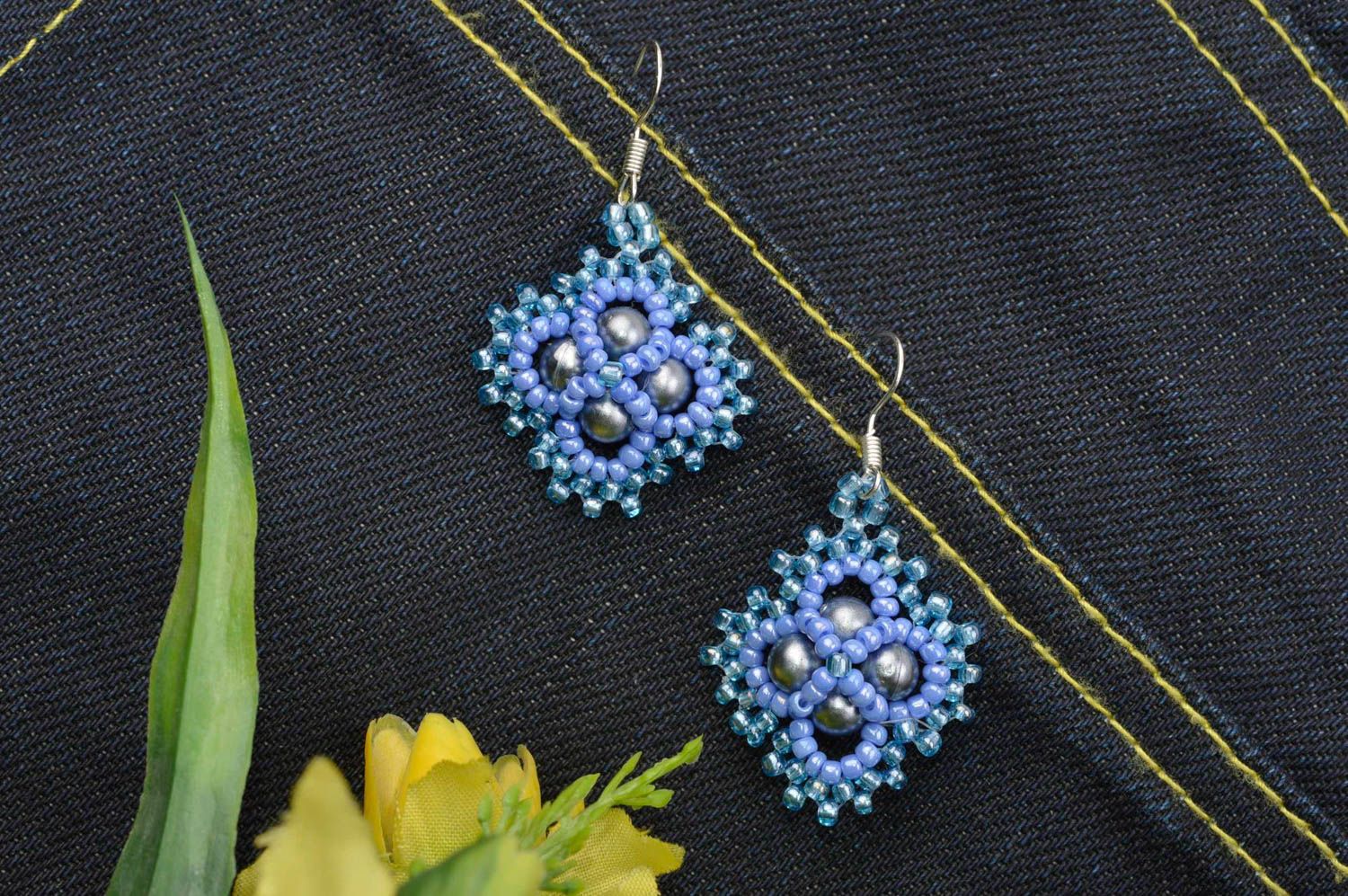Fashion bijouterie handmade earrings with charms designer earrings made of beads photo 1