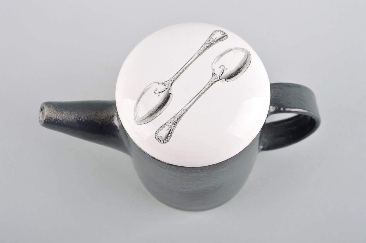 Théière design faite main Vaisselle céramique noir-blanc Cadeau pratique photo 5