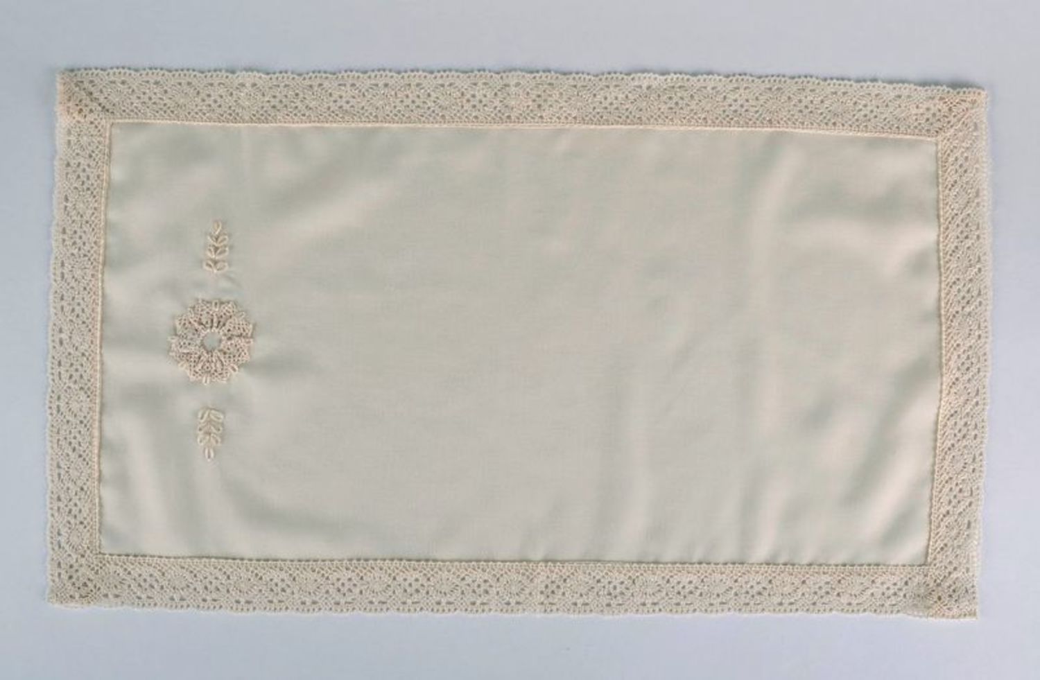 Decorative white napkin with lace photo 4