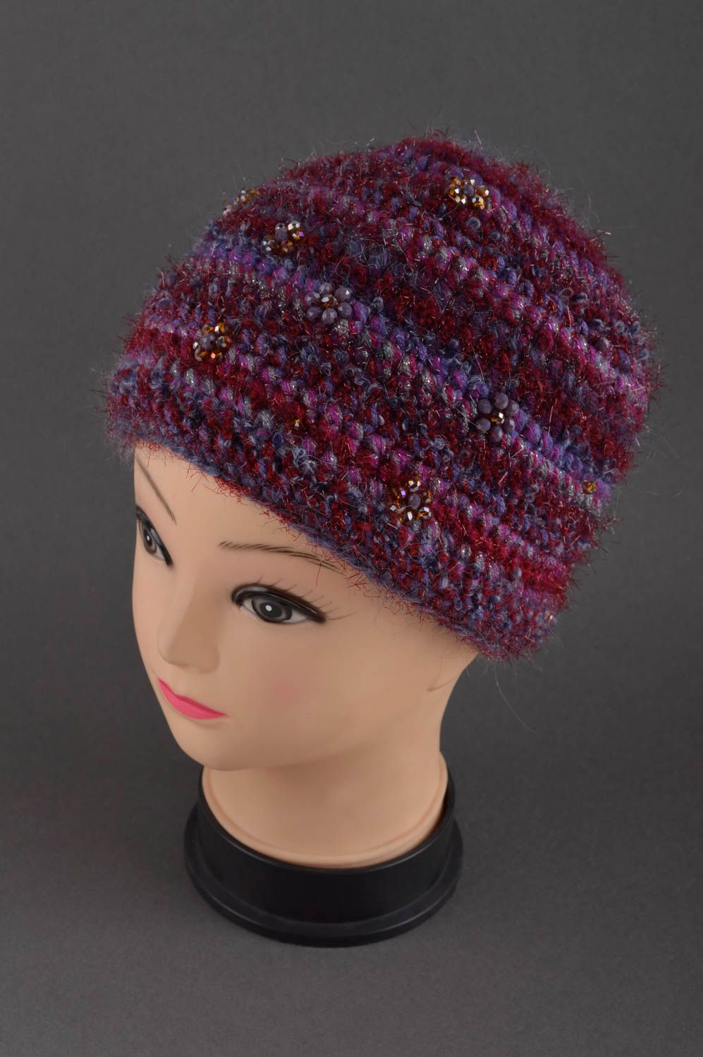 Bonnet femme tricot fait main Chapeau en laine Vêtement pour femme original photo 1