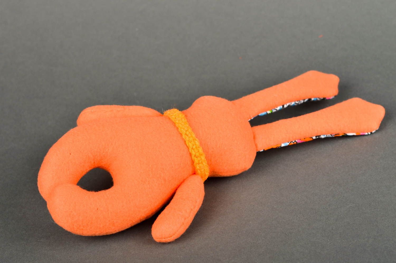 Peluche lapin orange Jouet fait main en tissu polaire Cadeau pour enfant photo 5