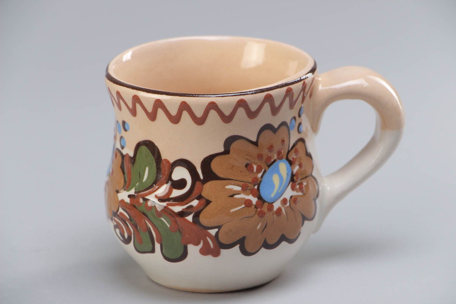 Taza de cerámica hecha a mano pintada con esmaltes 180 ml foto 2