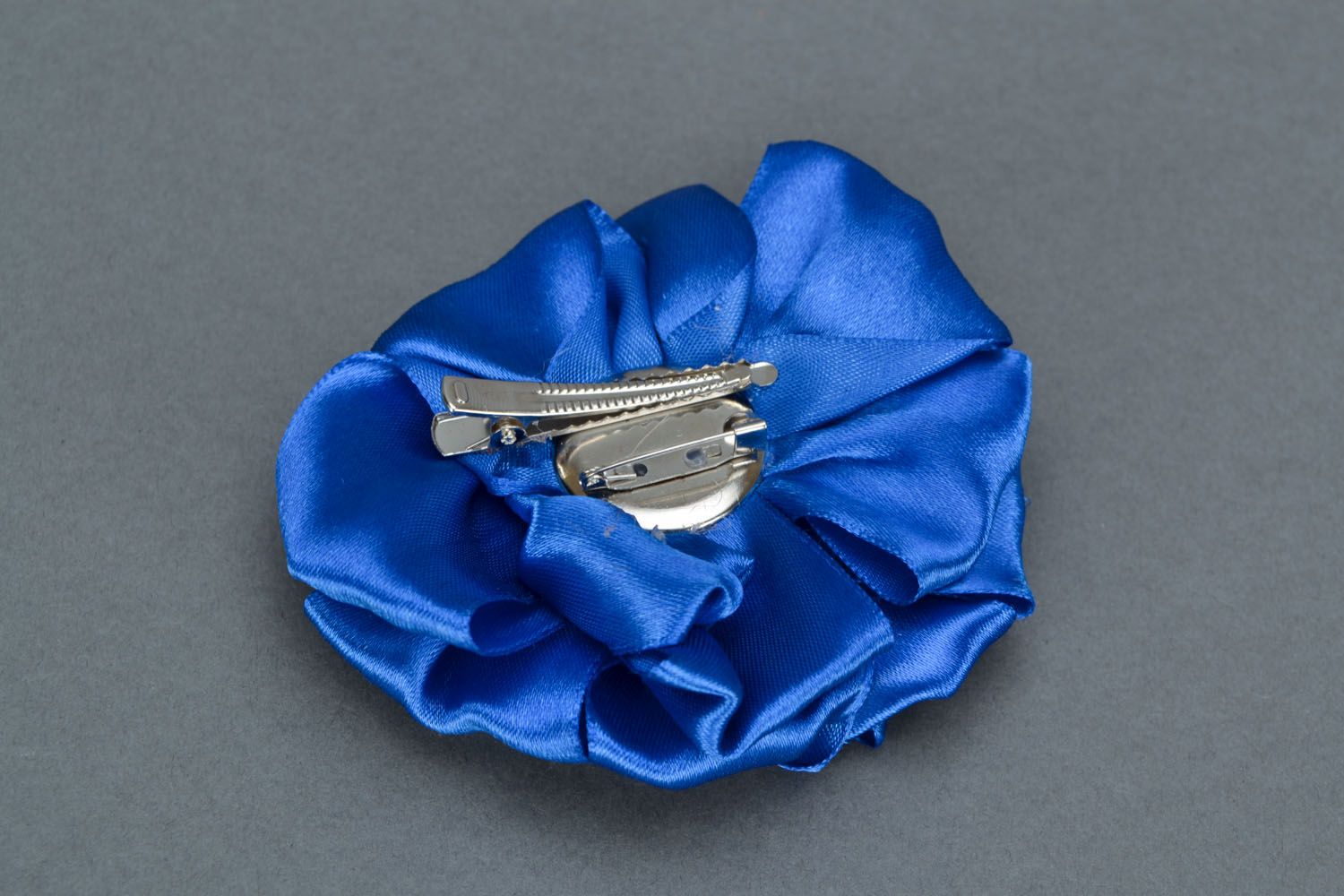 Homemade bright brooch-hair clip Blue Flower photo 4