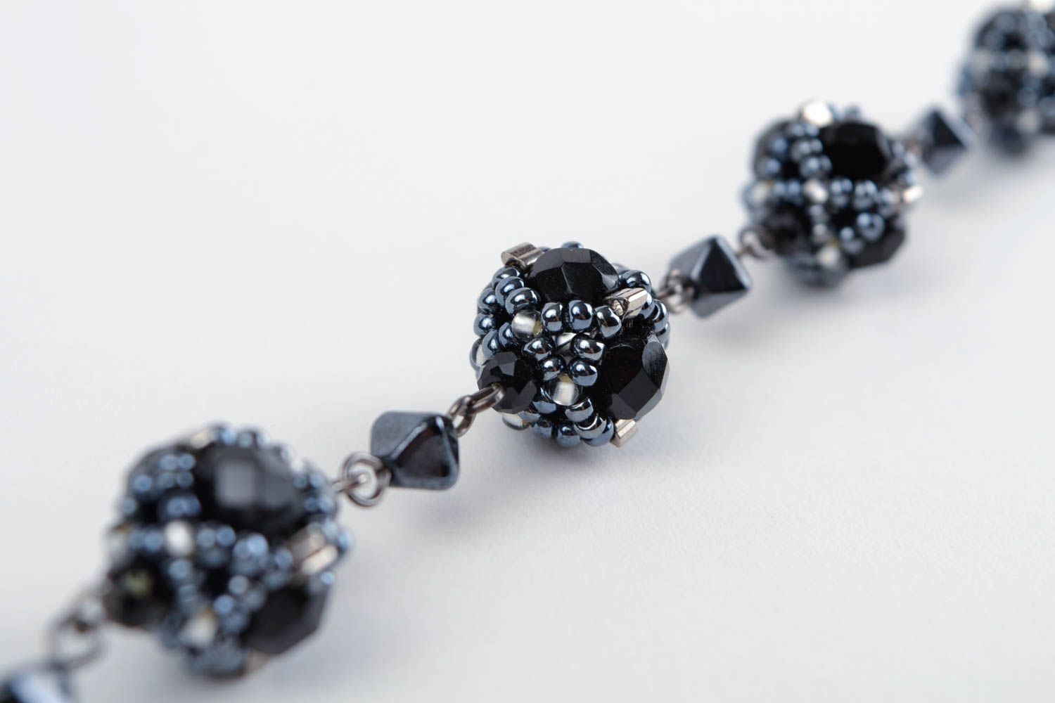 Bracelet perles de rocaille Bijou fait main noir original fin Cadeau femme photo 5
