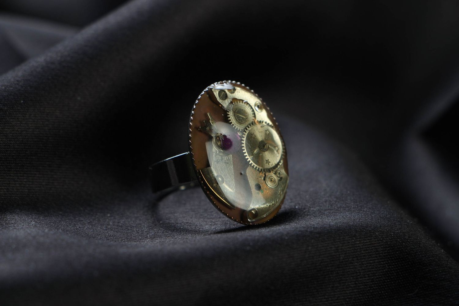 Unusual metal ring in steampunk style photo 1