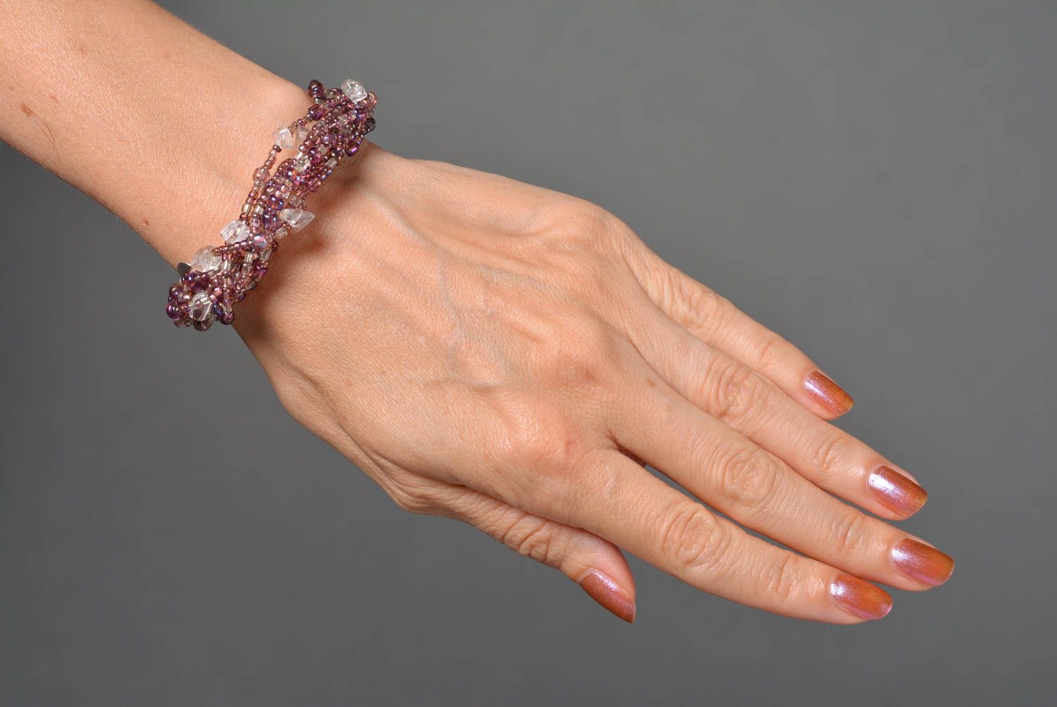 Light cherry multi-layer beads bracelet for women photo 3