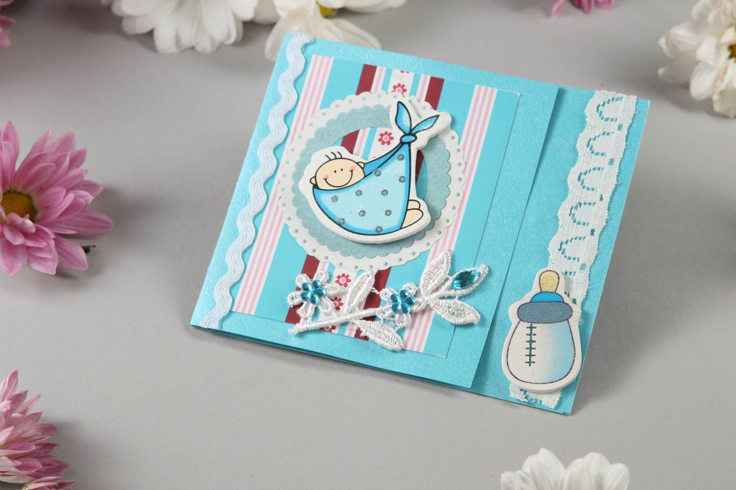 Unusual handmade greeting card collectible greeting cards cute scrapbook card photo 1