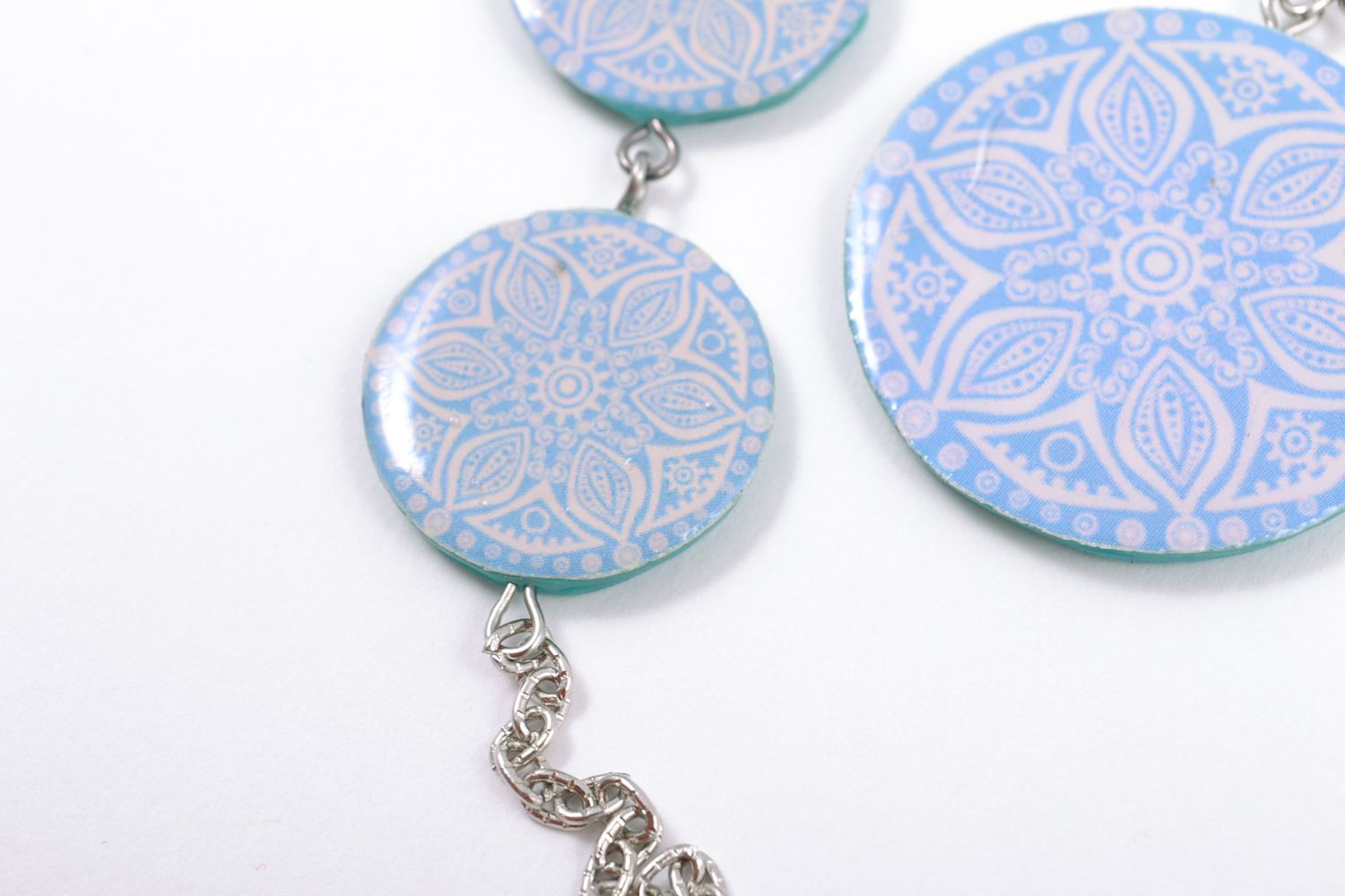 Polymer clay jewelry set of blue color photo 3