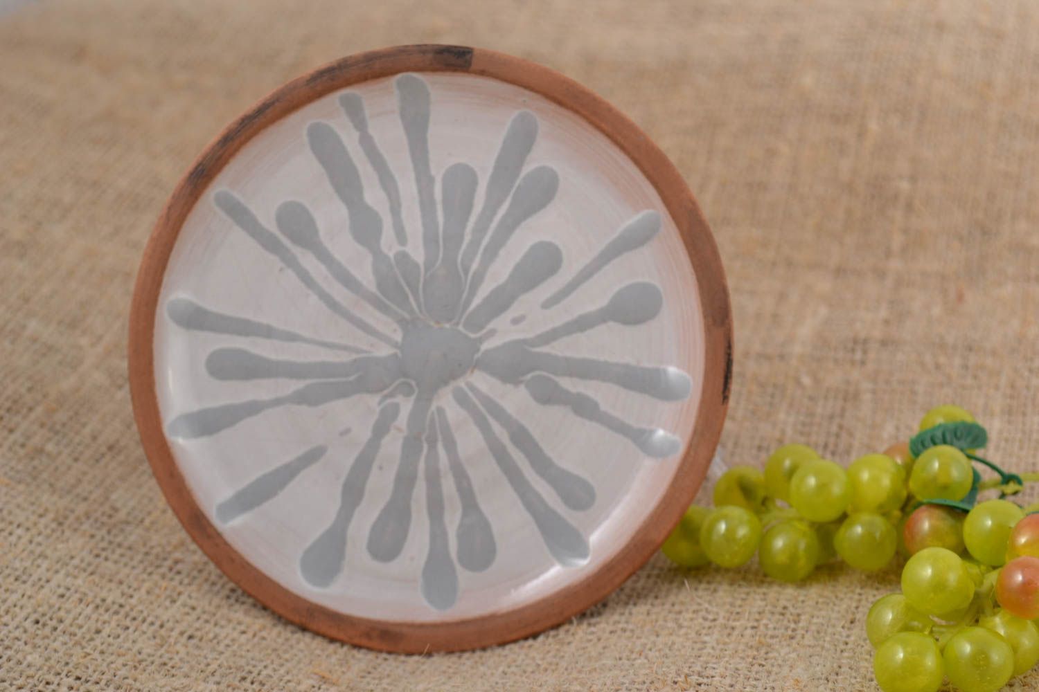 Keramik Geschirr handgefertigt Teller aus Ton originell Deko Element stilvoll foto 1
