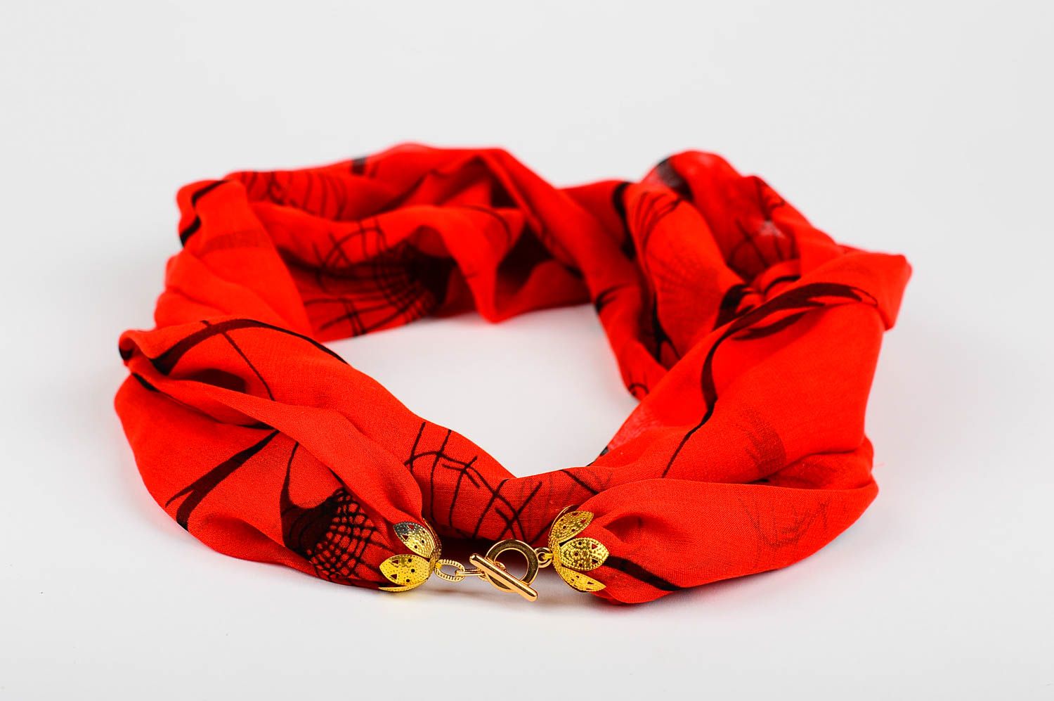 Шарф ручной работы женский шарф легкий шифоновый шарф красный яркий красивый фото 1