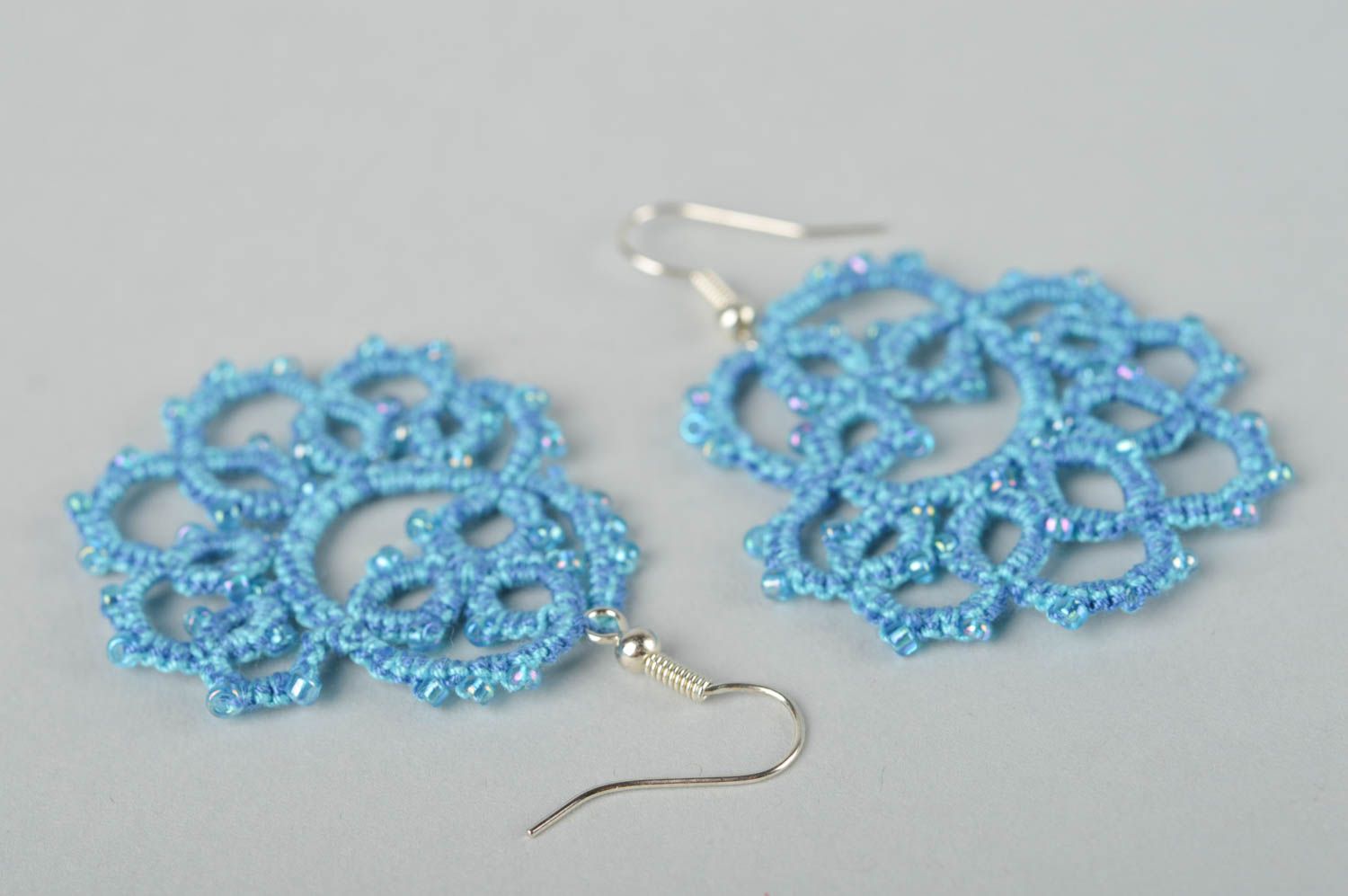 Stylish handmade textile earrings woven lace earrings costume jewelry designs photo 5